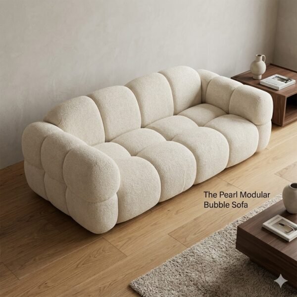 The Pearl Modular Bubble Sofa in Cream Bouclé